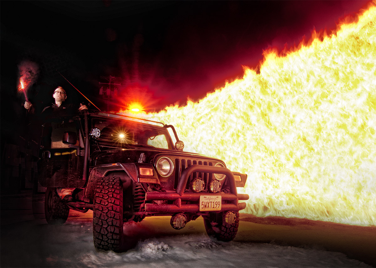 Burning Jeep